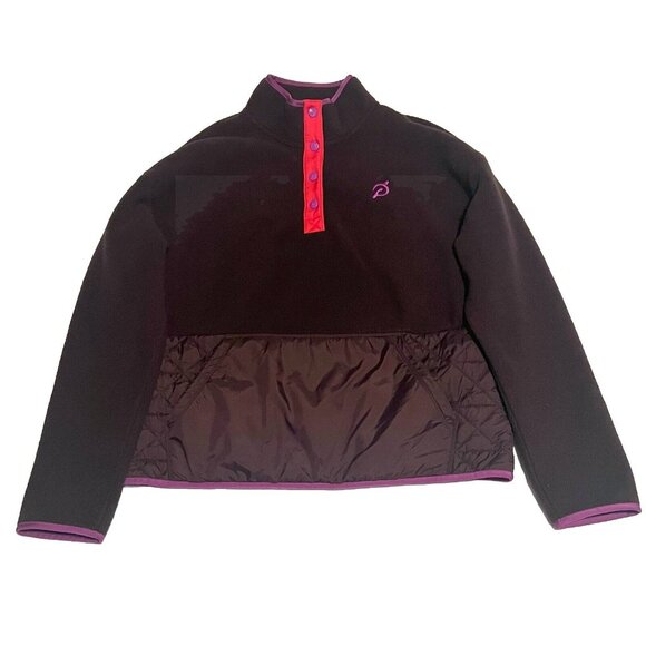 Peloton 'New Heights' Dark Brown Sherpa Quilted Pullover Jacket Womens sz S - Picture 2 of 5